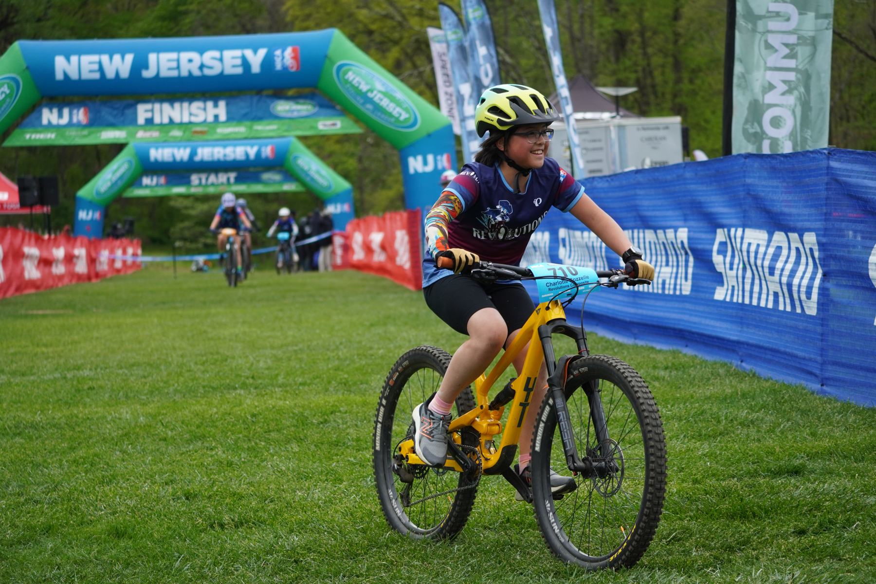 Rider crossing the New Jersey finish line