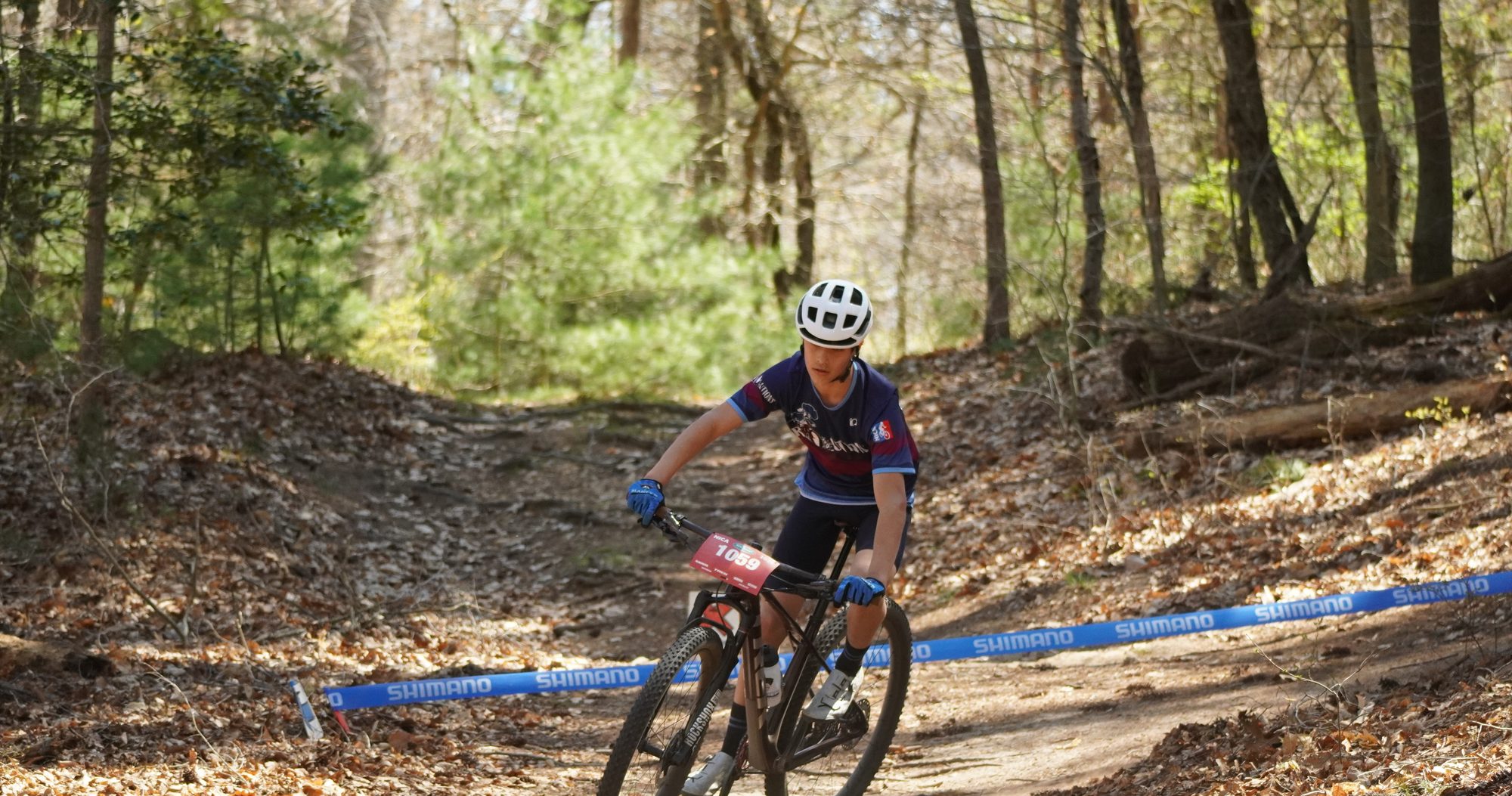 Rider on the taped section of the course